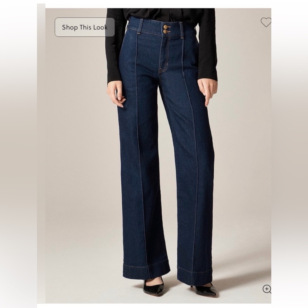J. Crew petite denim trouser jean with stacked buttons
